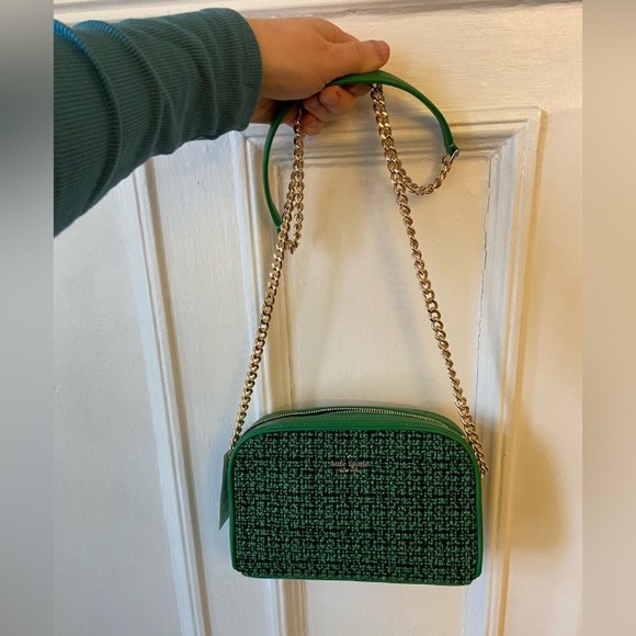 Green Bean Tweed Fabric Mini Camera Crossbody Bag | Kate Spade - Picture 4 of 7